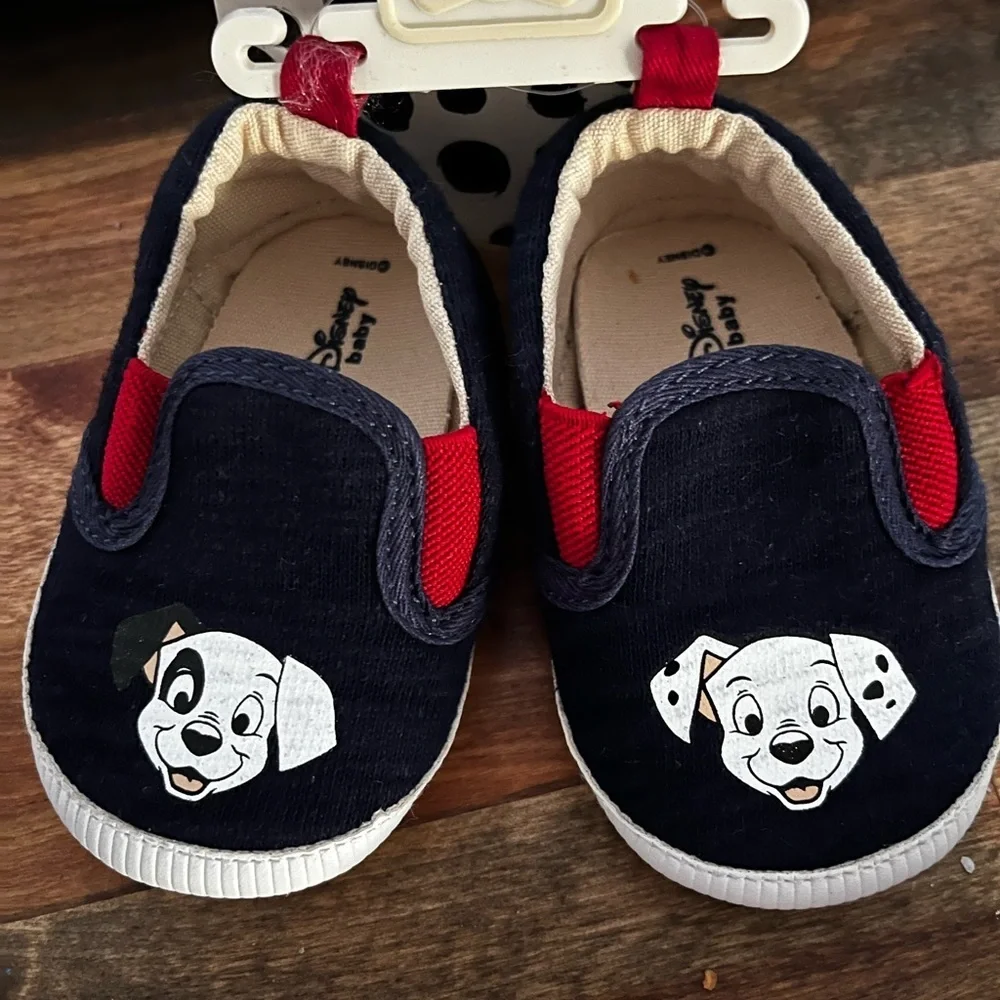 Disney Navy and Red Dalmatian Baby Slippers 6-12 mo